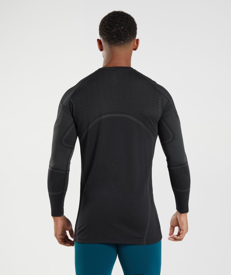 Men's Gymshark 315 Long Sleeve T-Shirts Black | CA 53DA8N